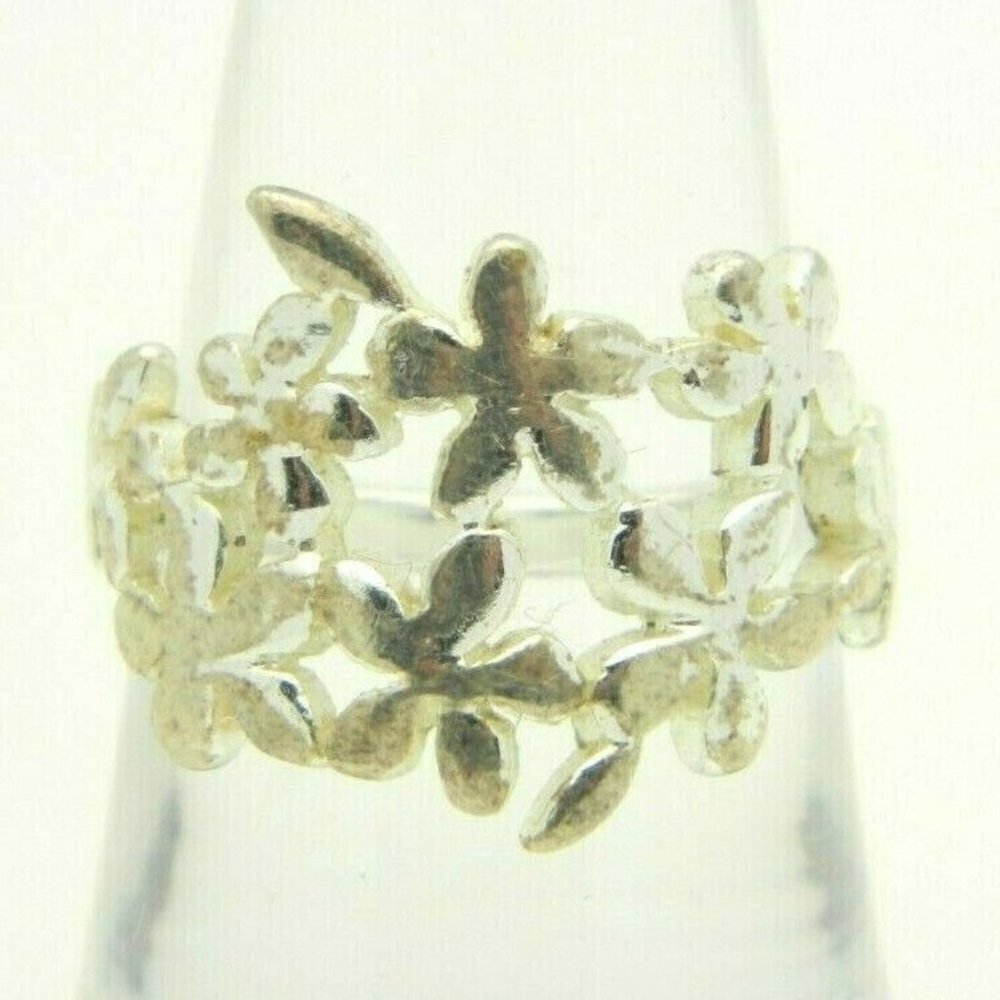 .925 Sterling Silver Thailand Signed Flower Ring
